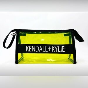Kendall + Kylie Neon Yellow Transparent Pouch/Cosmetic Bag, NEW